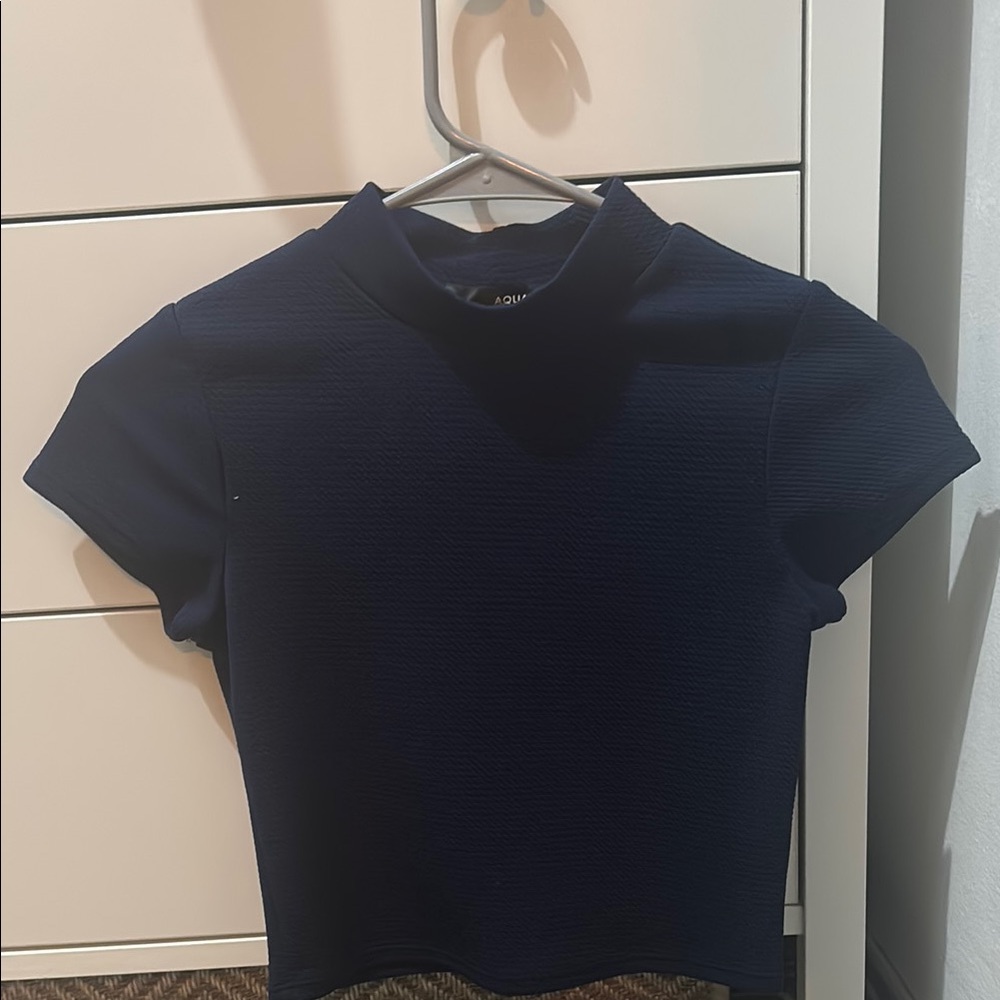 Aqua Fitted Crop Navy